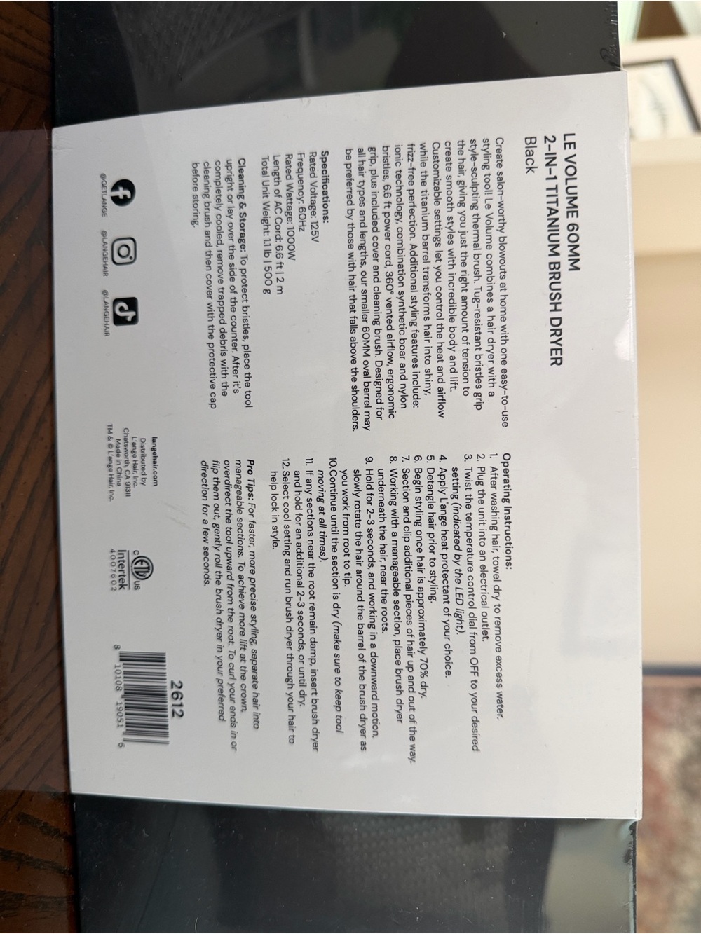 Brand new, in box L'ange 2-in-1 Titanium Brush Dryer in Black and Rose Gold 60mm - Picture 2 of 6